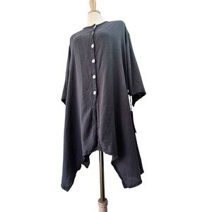 Oh My Gauze Btn Up Cotton Tunic Top CoverUp Sz L/XL Lightweight Handpockets NWT